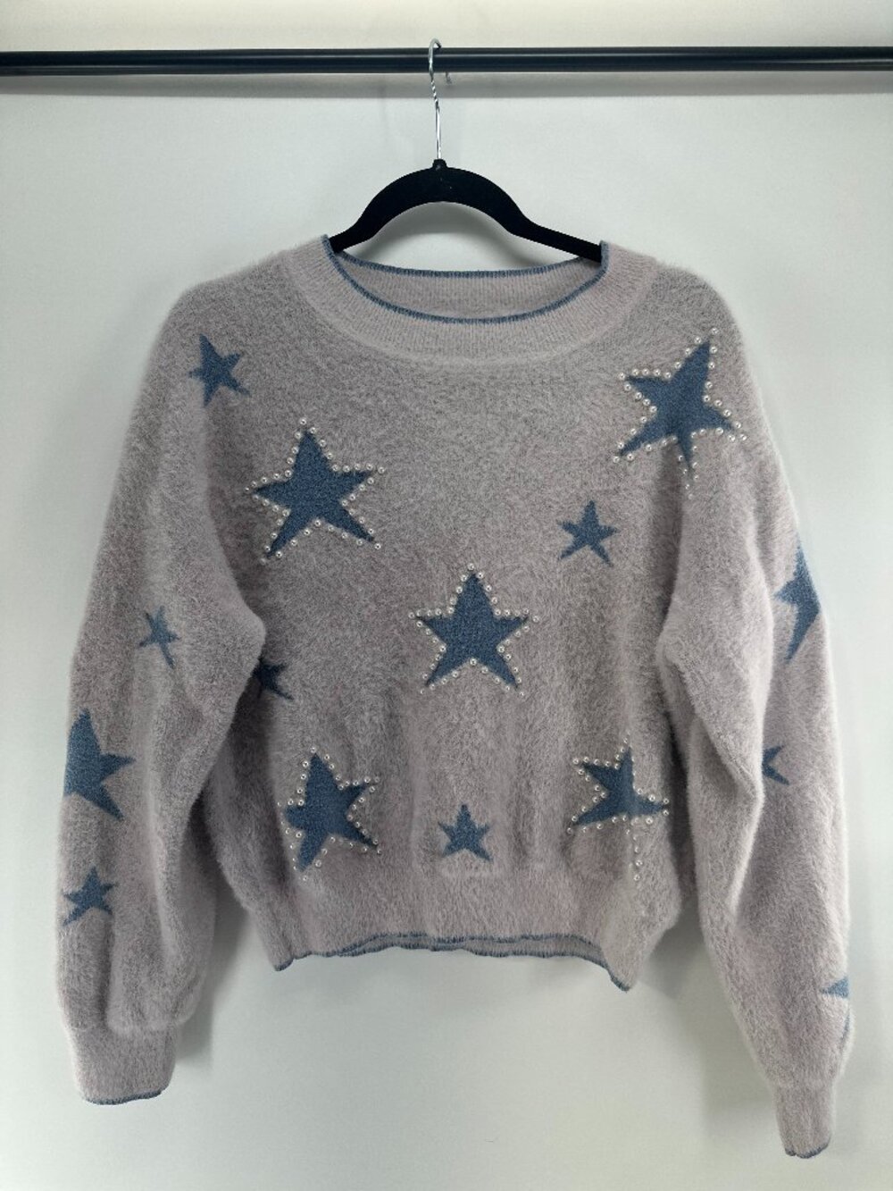 NANETTE LEPORE SOFT SWEATER WITH PEARL EMBELISHMENTS